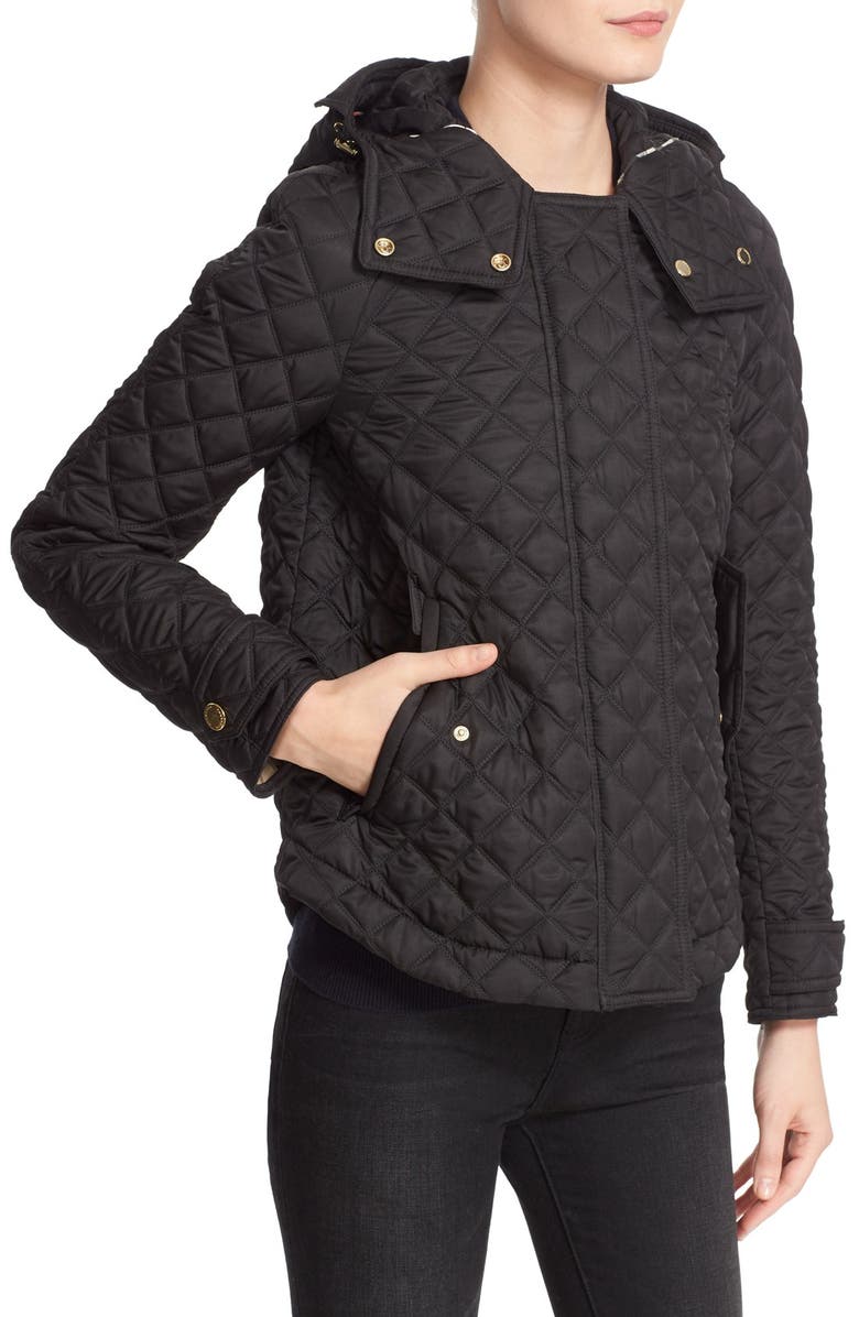 Burberry Brit 'Leightonbury' Quilted Hooded Jacket, Alternate, color, 
