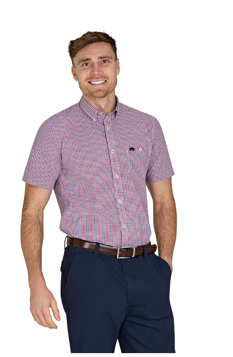 Raging Bull Short Sleeve Graph Check Poplin Shirt, Main, color, Red