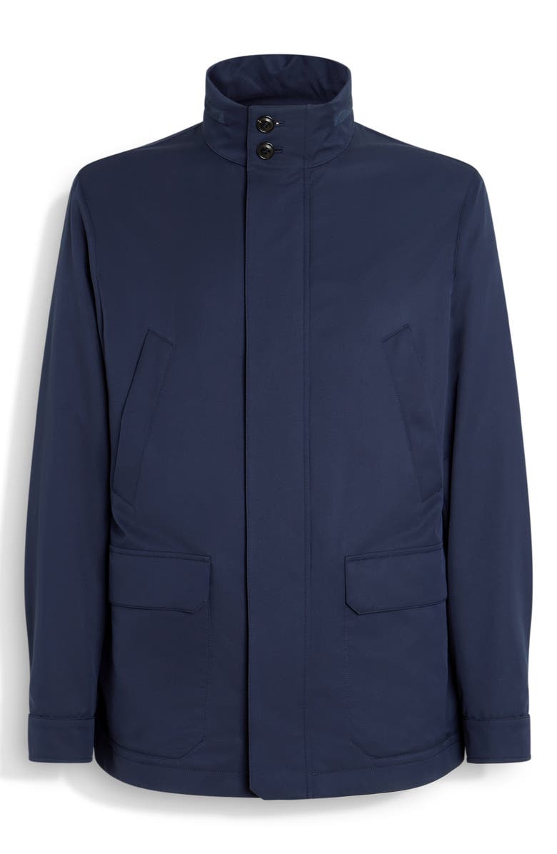 ZEGNA Water Repellent Microfiber Twill Field Jacket, Alternate, color, Ink Blue