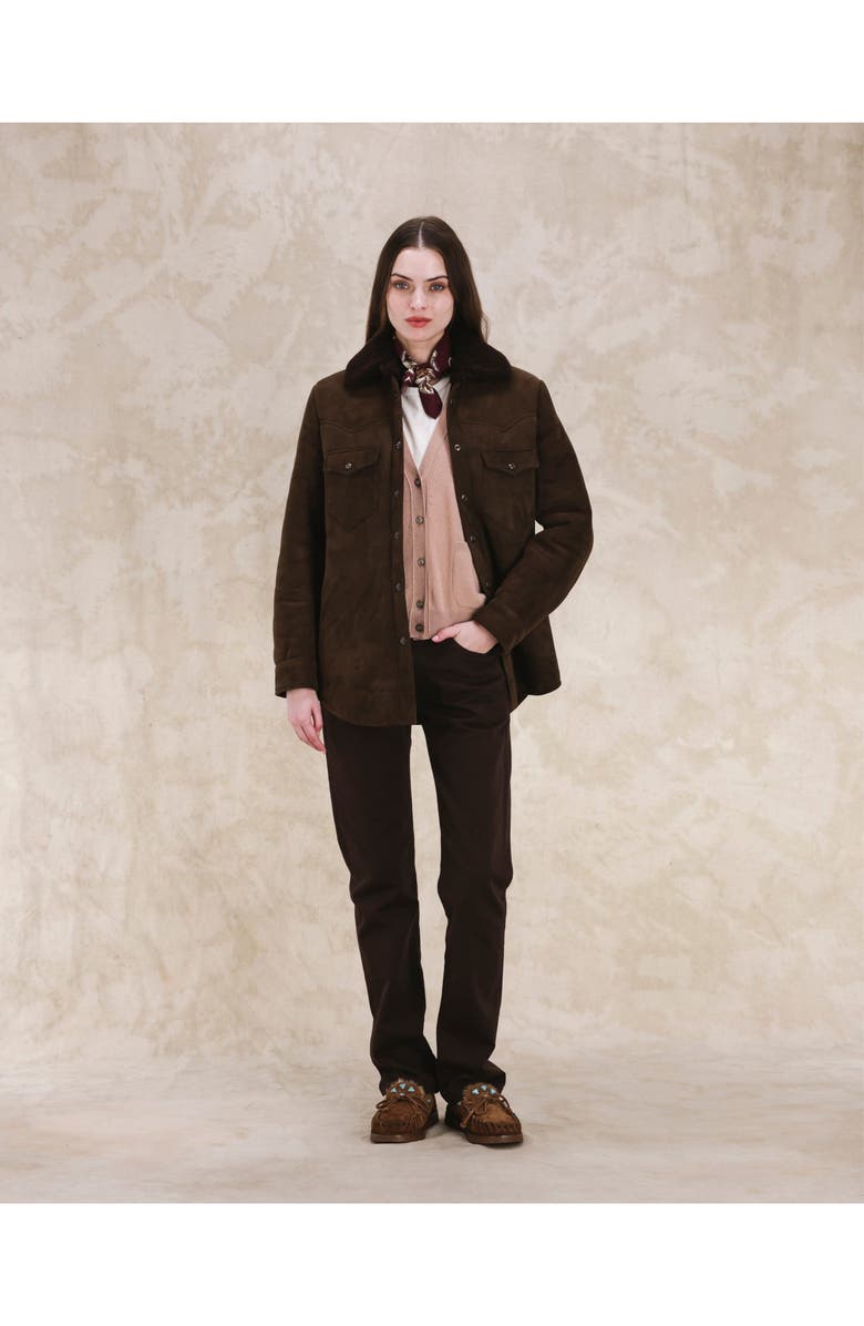 Fortela Ranch Sheepskin Overshirt, Alternate, color, Brown