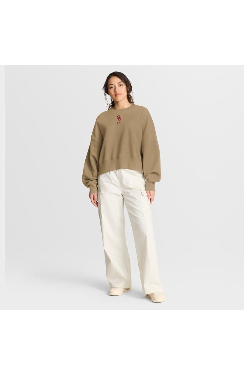 Nike Women's Nike Tan USC Trojans Oversized Phoenix 2-Hit Pullover Sweatshirt, Alternate, color, Tan