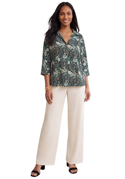 Stretch Knit Crepe Trapeze Tunic