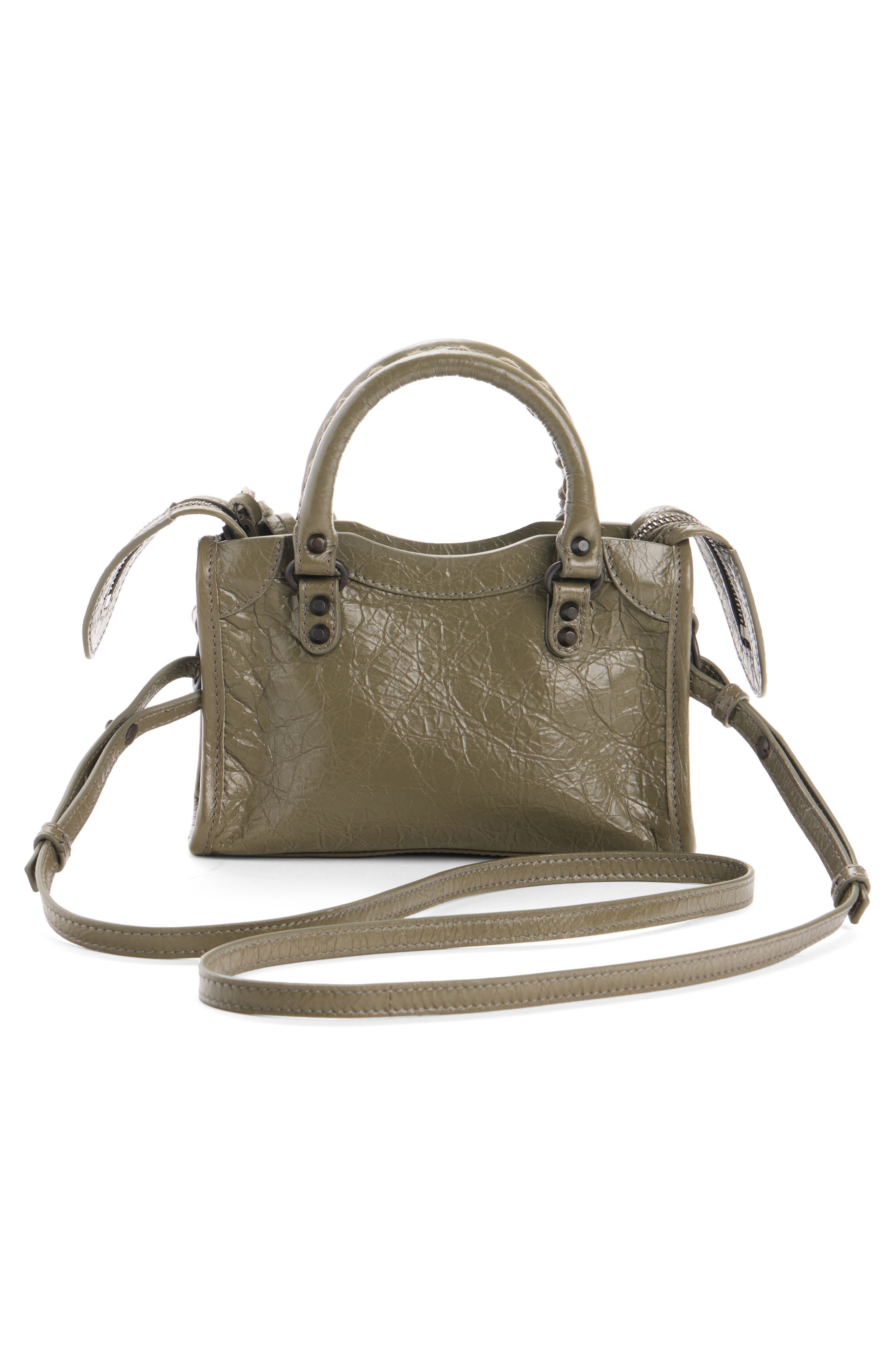 Balenciaga Small Le City Leather Satchel, Alternate, color, 3258 Army Green