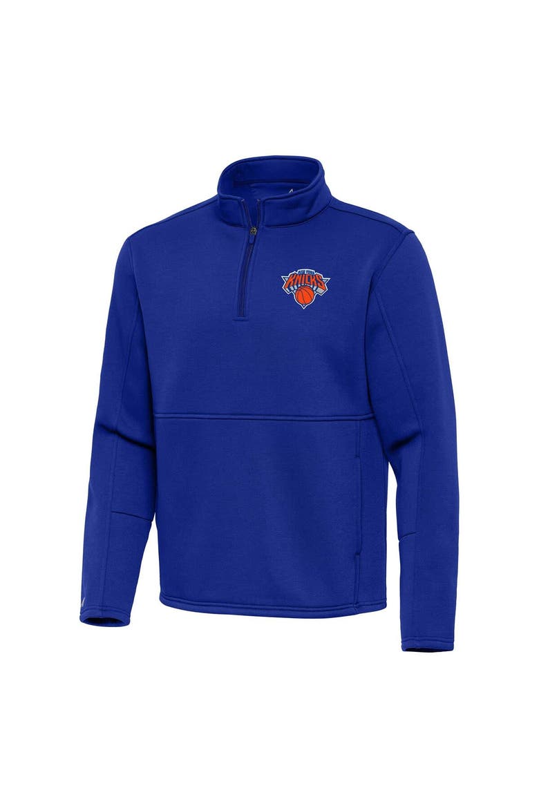 Men's Antigua Blue New York Knicks  Twist Quarter-Zip Pullover Top, Alternate, color, Blue
