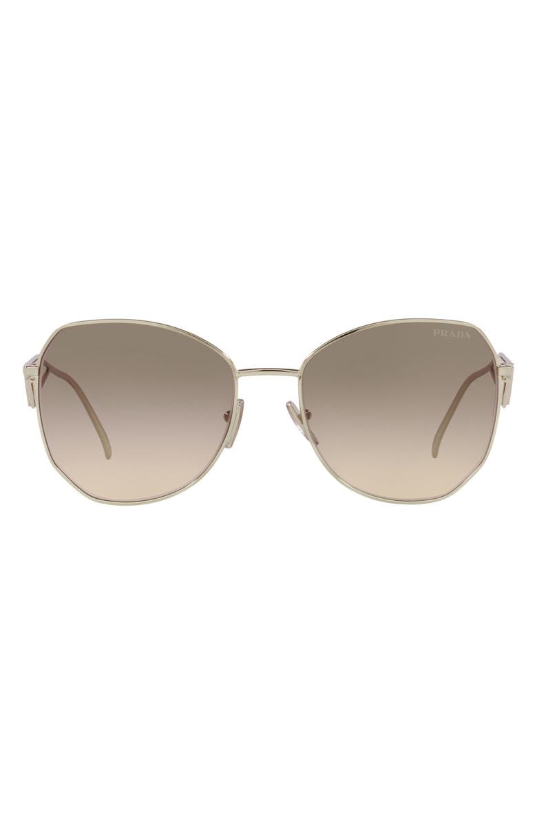 Prada 57mm Gradient Round Sunglasses, Main, color, Pale Gold