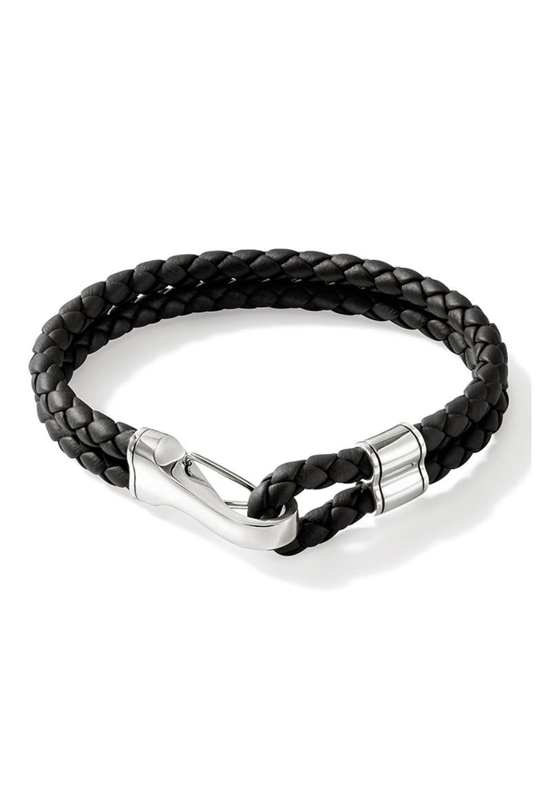 Braided Leather Bracelet, Main, color, SILVER/ BLACK