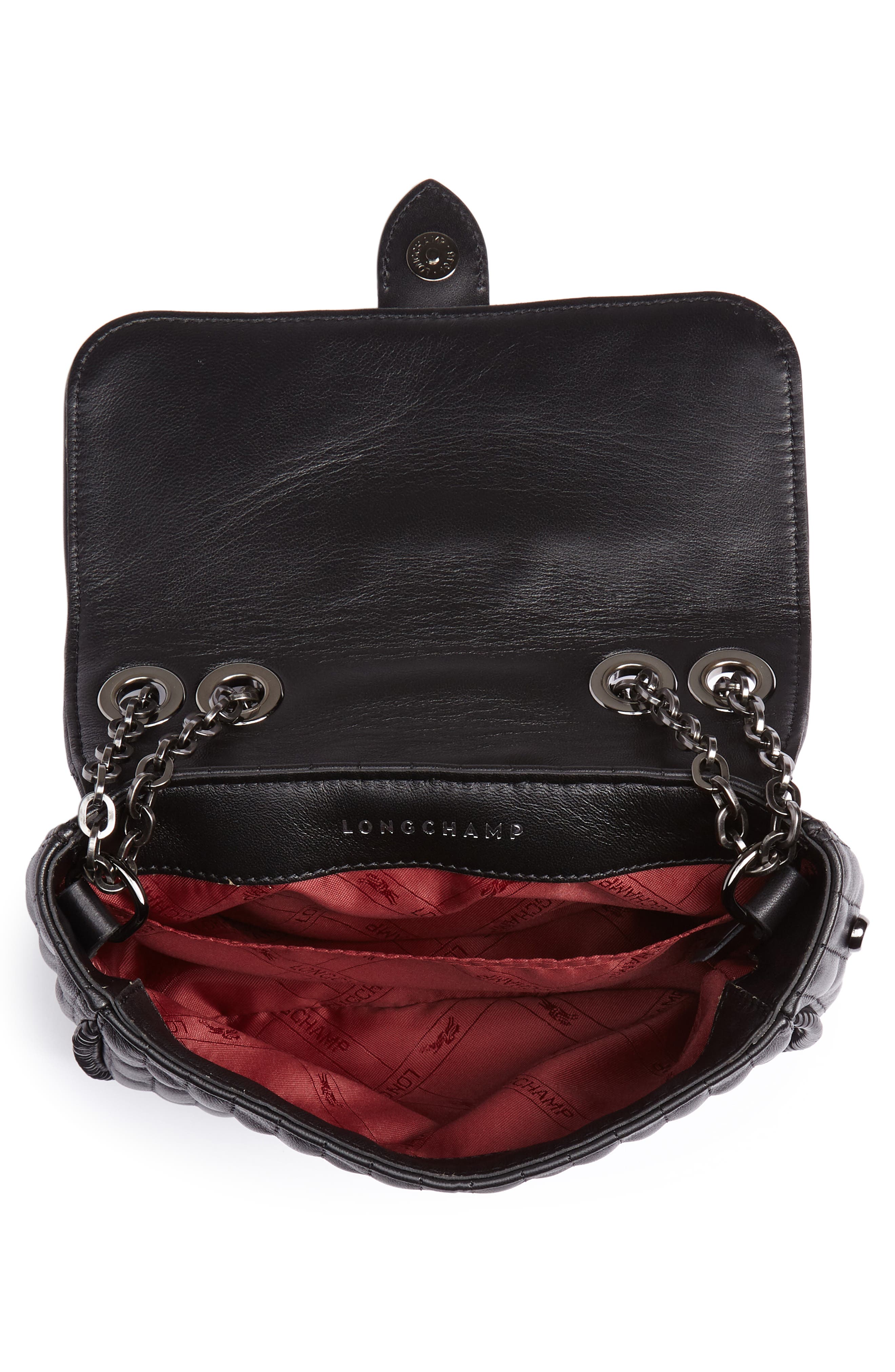 Longchamp Amazone Quilted Leather Crossbody Bag, Alternate, color, Black