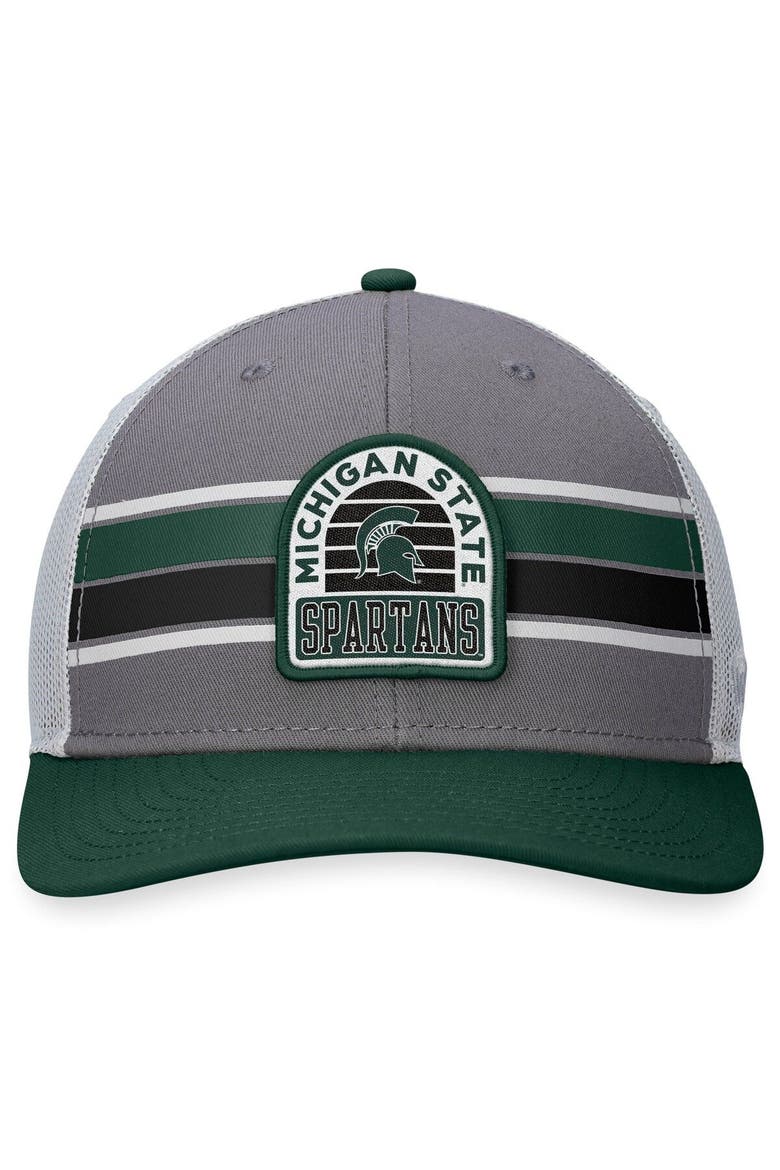 Men's Top of the World Gray/Green Michigan State Spartans Aurora Trucker Adjustable Hat, Alternate, color, Gray