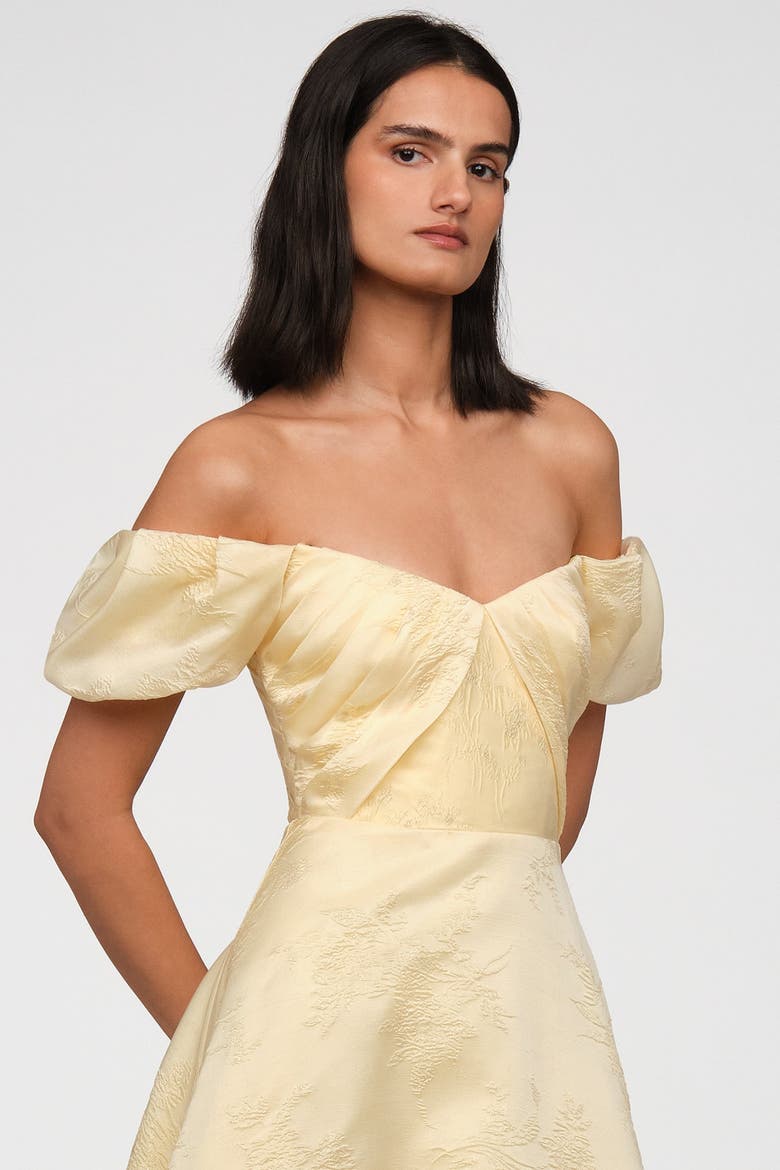 Mel Off Shoulder Dress, Alternate, color, Moon Butter Yellow