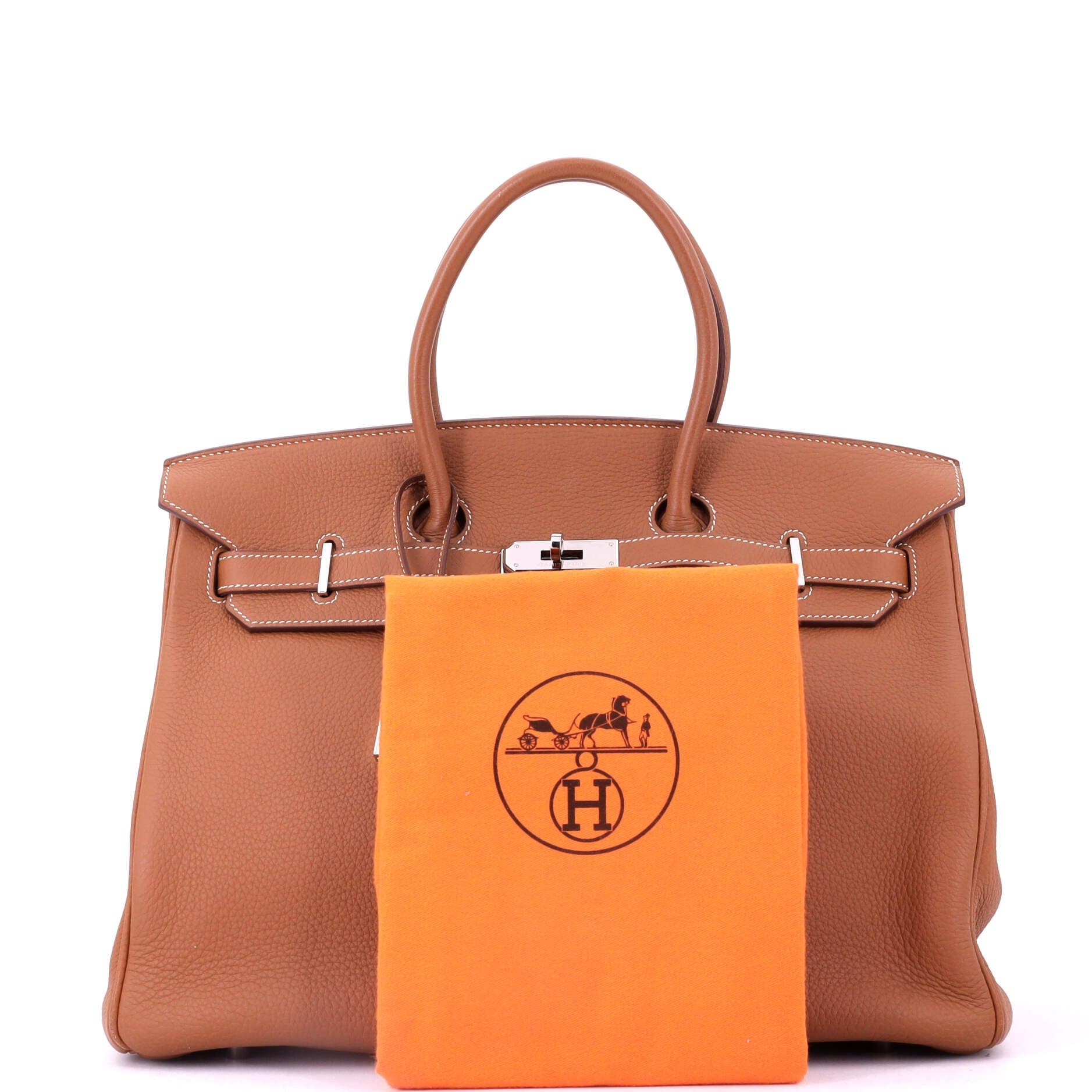 Pre-Owned Hermes Birkin Handbag Brown Togo with Palladium Hardware 35, Alternate, color, Gold