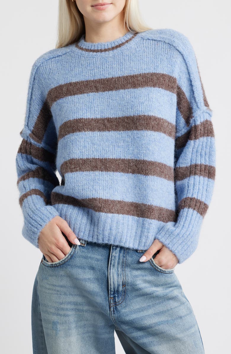 BDG Urban Outfitters Oslo Stripe Crewneck Sweater, Main, color, Blue Stripe
