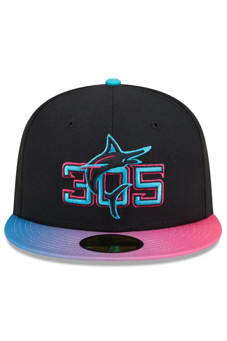 Men's New Era Black/Pink Miami Marlins 2025 City Connect 59FIFTY Fitted Hat, Alternate, color, Black