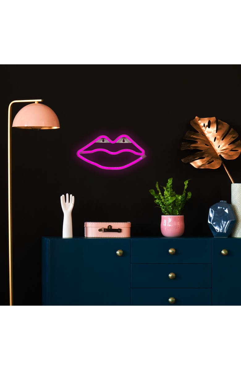 Northlight LED Lips Neon Lighted Wall Art - 10.5" - Pink, Alternate, color, 