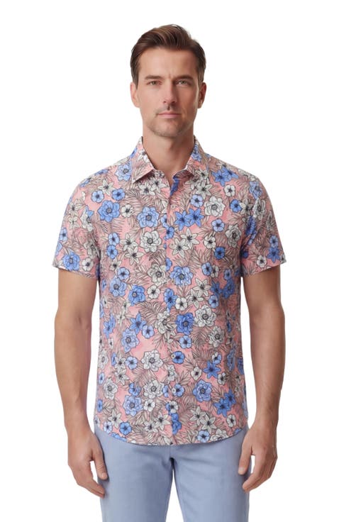 Tropical Mix Mens Printed Button Up Shirt