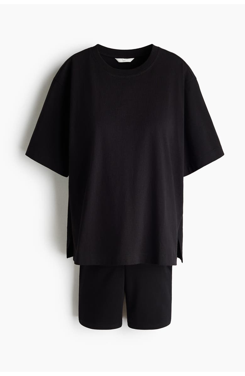 H&M Mama 2-piece Cotton Jersey Set, Main, color, Black