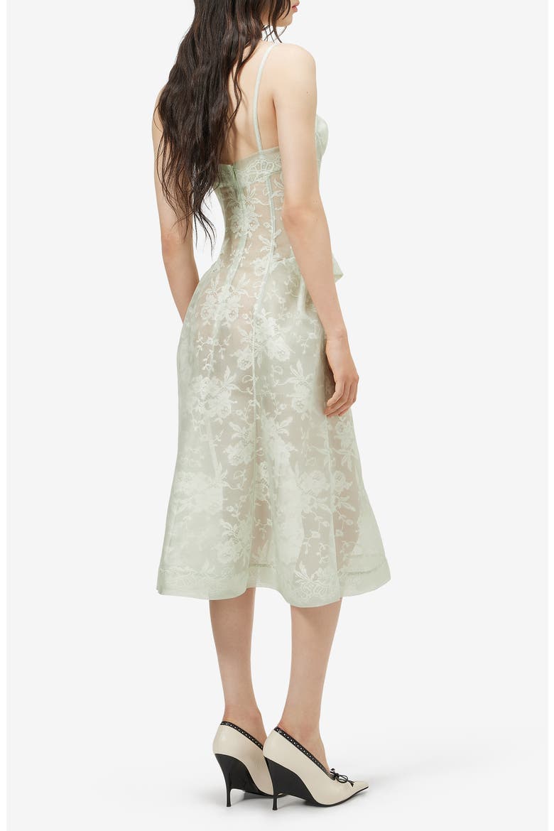 Floral Lace Silk Midi Dress, Alternate, color, PISTACHIO