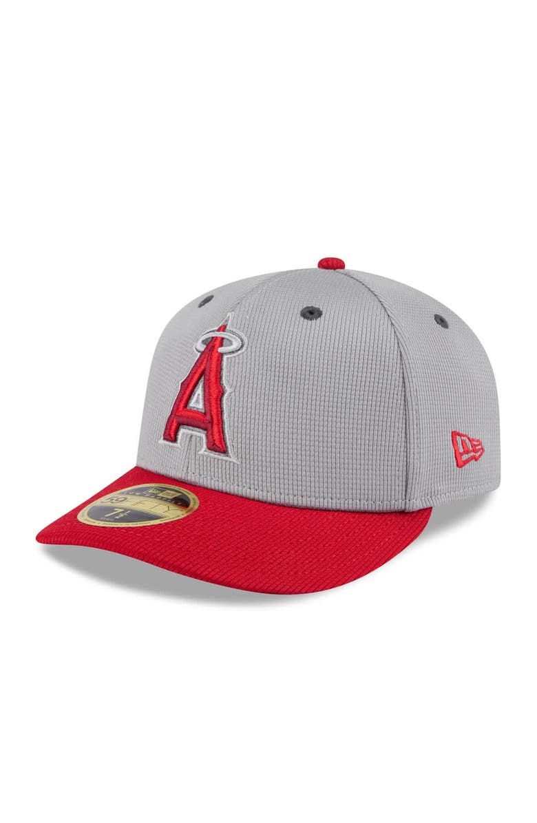 New Era Men's New Era  Gray/Red Los Angeles Angels 2025 Batting Practice Low Profile 59FIFTY Fitted Hat, Main, color, 