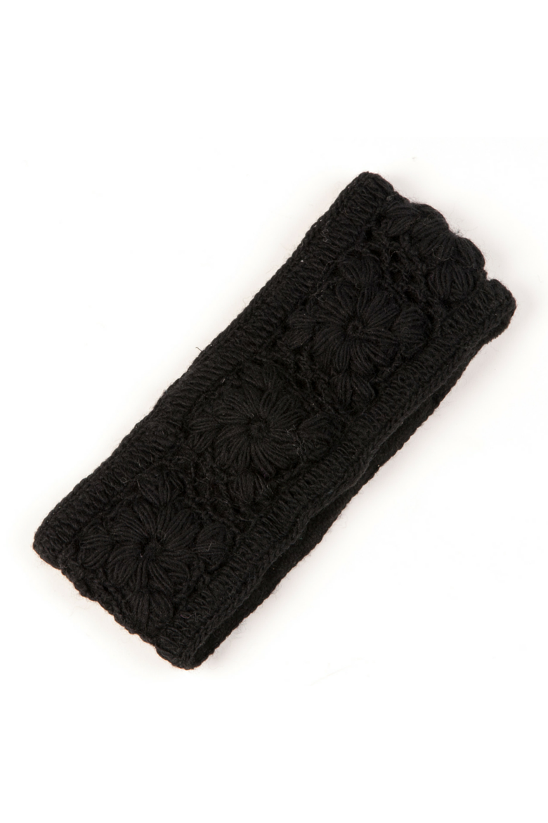 Flower Crochet Headband- SOLIDS, Main, color, Black