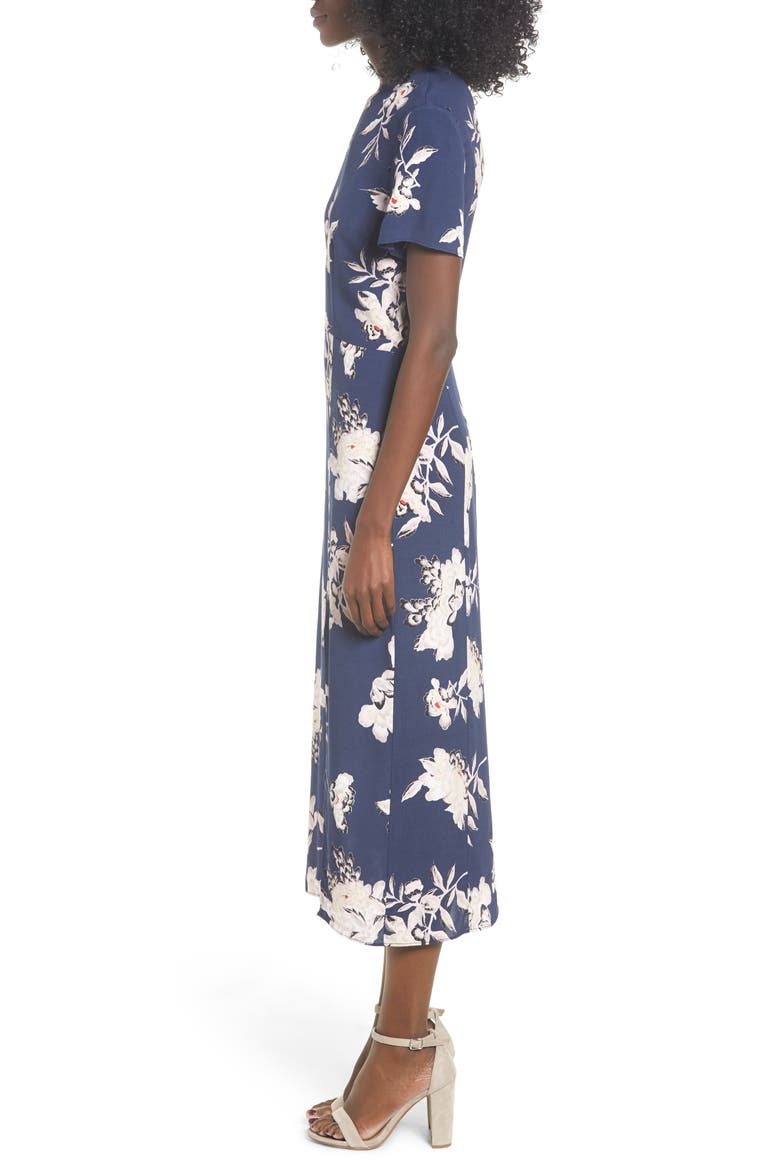 Print Midi Dress, Alternate, color, NAVY PEACOAT KIMONO FLORAL