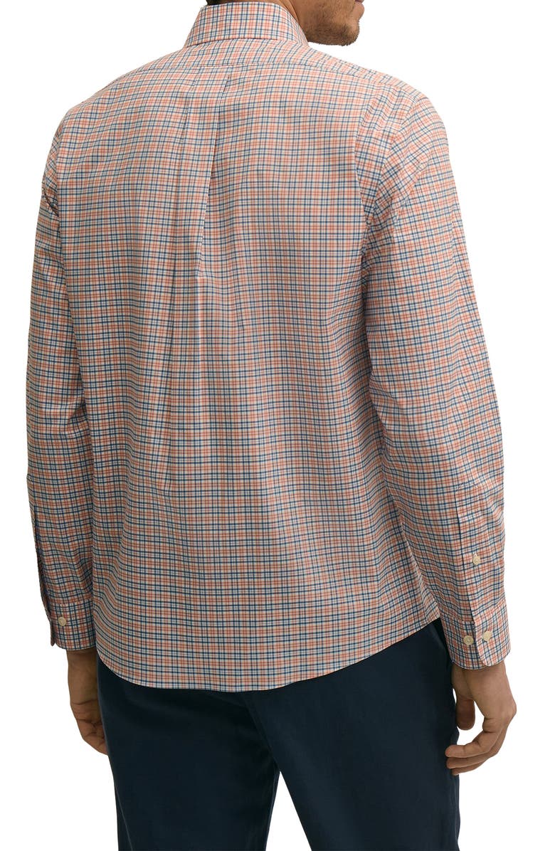 Brooks Brothers Regular Fit Plaid Non-Iron Stretch Cotton Button-Down Shirt, Alternate, color, Terracottachk
