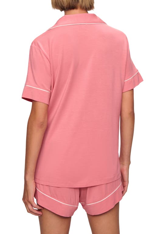 Shop Eberjey Gisele Relaxed Jersey Knit Short Pajamas In Sunkissed Coral/ivory