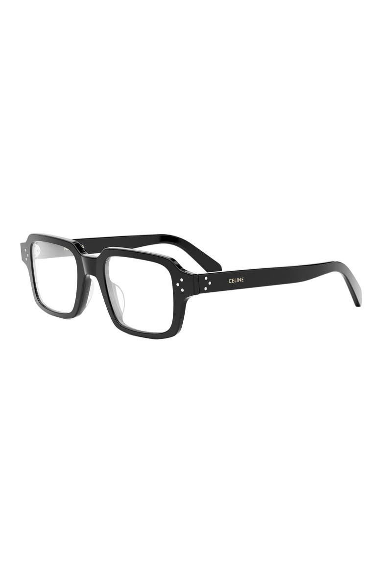 Bold 3 Dots 49mm Small Rectangular Optical Sunglasses, Alternate, color, SHINY BLACK