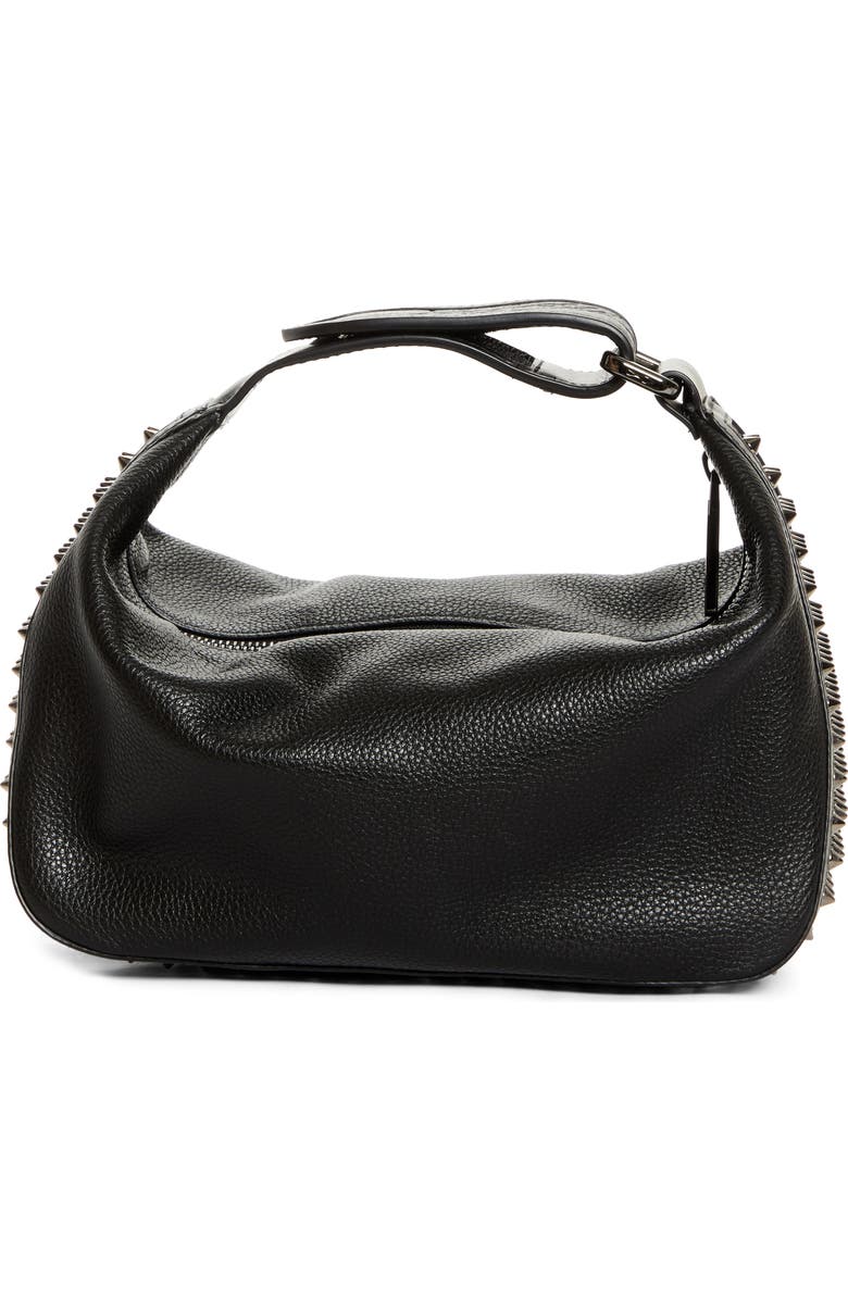 Christian Louboutin Funky Empire Spike Dopp Leather Top Handle Pouch, Alternate, color, Black/ Gun Metal