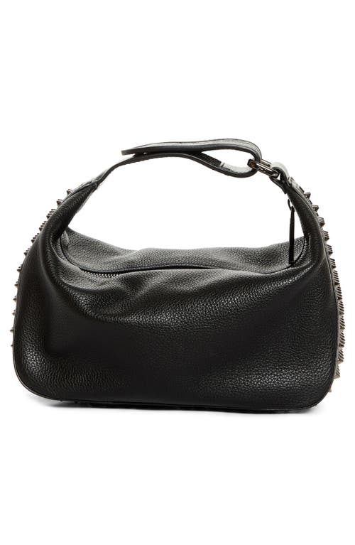 Christian Louboutin Funky Empire Spike Dopp Leather Top Handle Pouch In Black