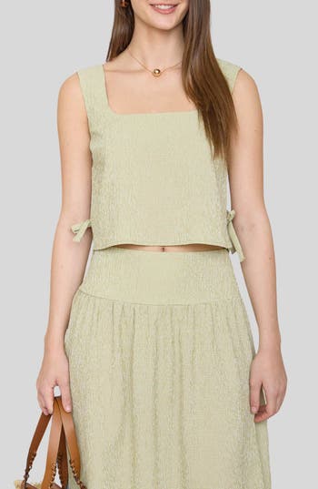 Blu Pepper Square Neck Side Tie Tank Top in Olive at Nordstrom Rack, Size Large