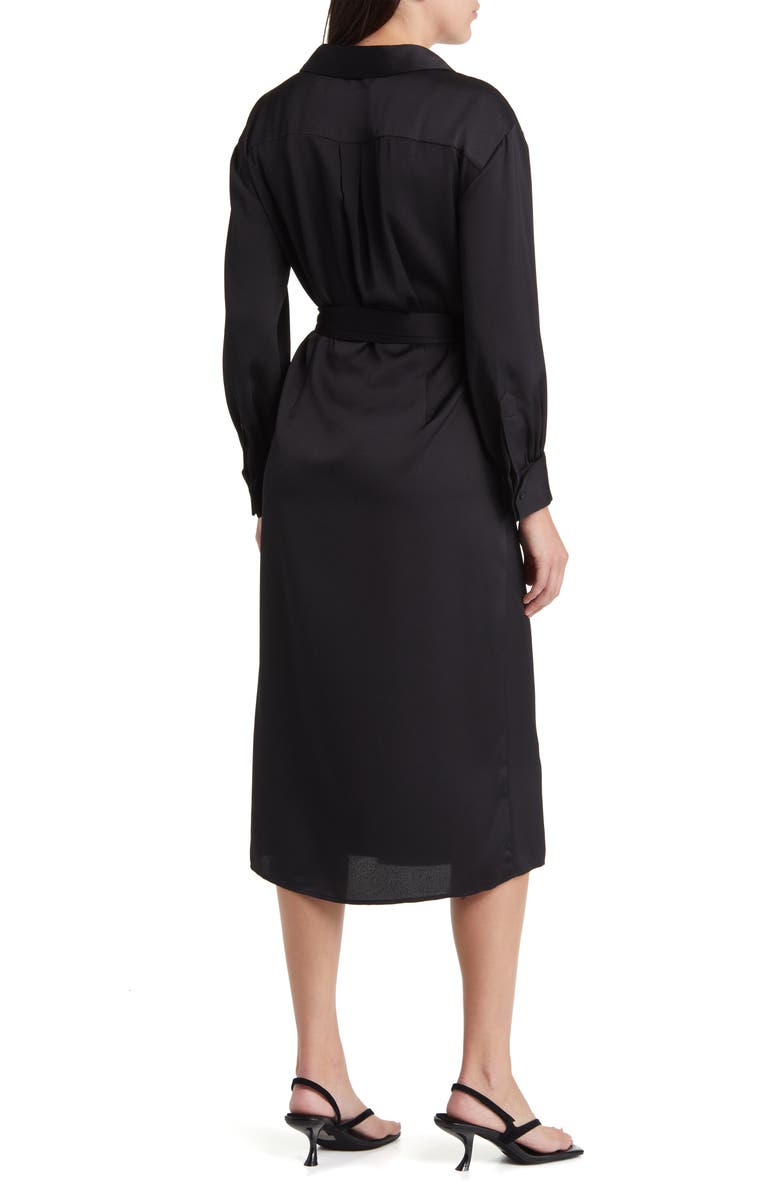 French Connection Harlow Long Sleeve Satin Midi Wrap Dress, Alternate, color, 