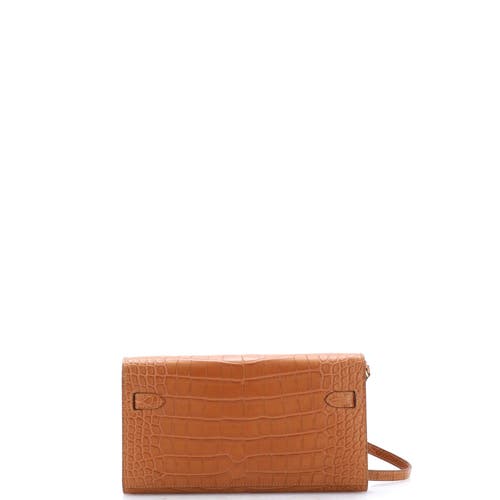 Pre-owned Hermes Hermes Kelly To Go Wallet Alligator In Gold