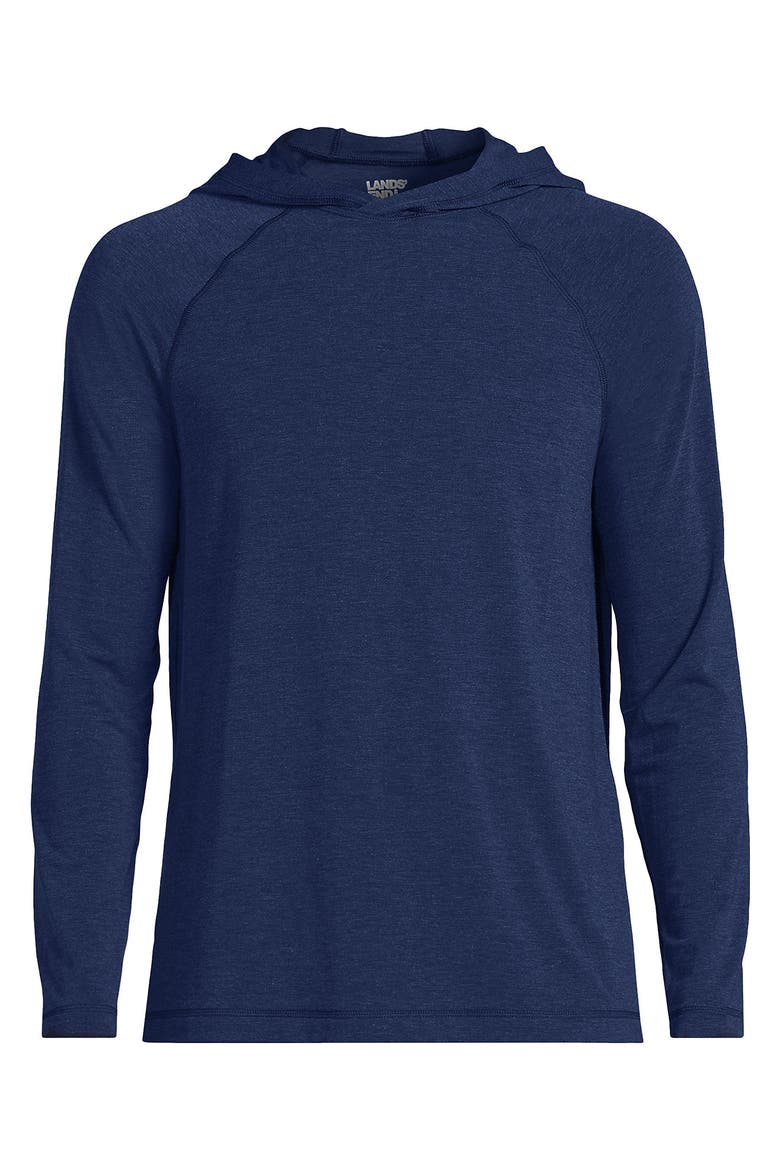 Cooling Long Sleeve UPF 50 Hooded Swim Tee Rash Guard, Alternate, color, Deep Sea Navy Heather