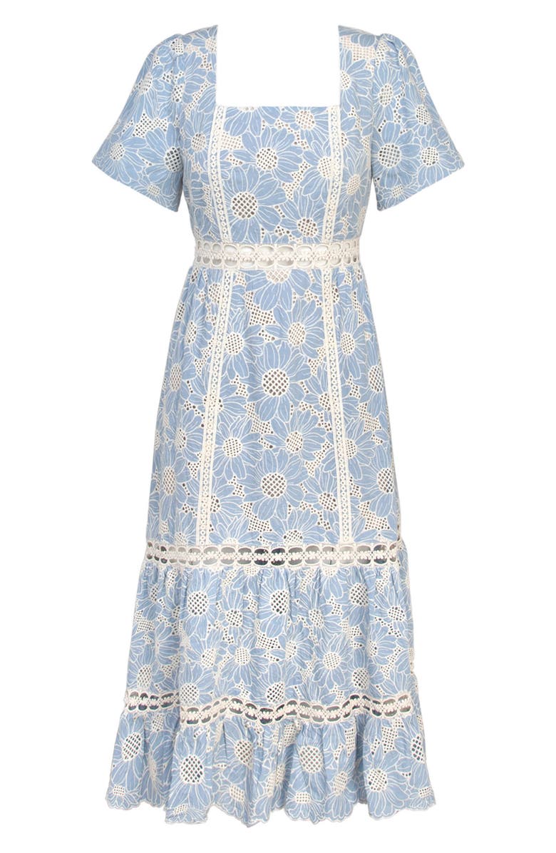 Adelyn Rae Hilda Embroidered Cotton Midi Dress, Alternate, color,