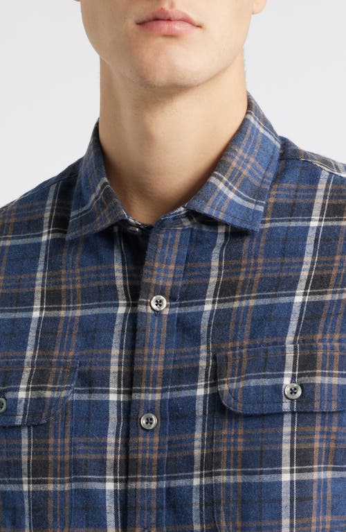 James Campbell Creston Trim Fit Plaid Cotton Button-up Shirt In Blue