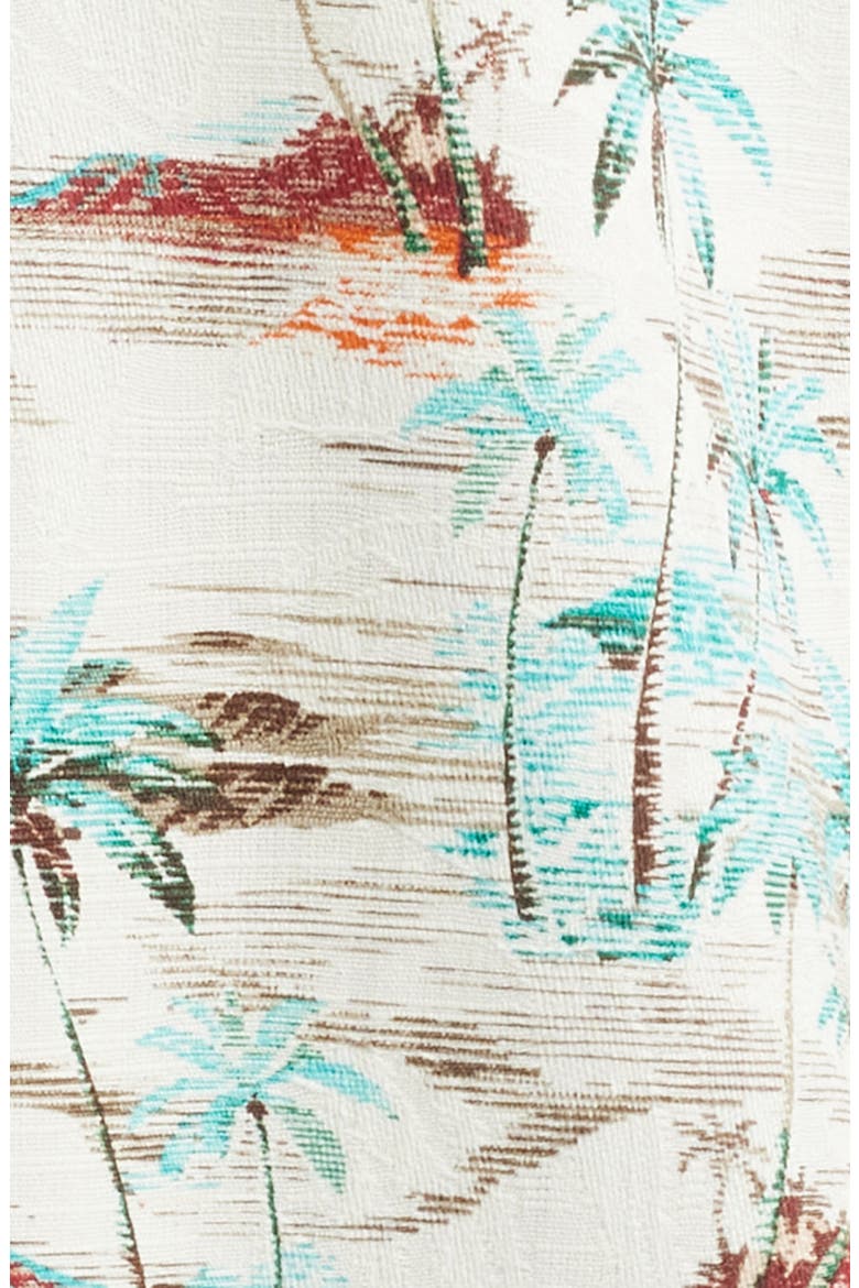 Oceanic Oasis Print Short Sleeve Silk Button-Up Shirt, Alternate, color, VETIVER