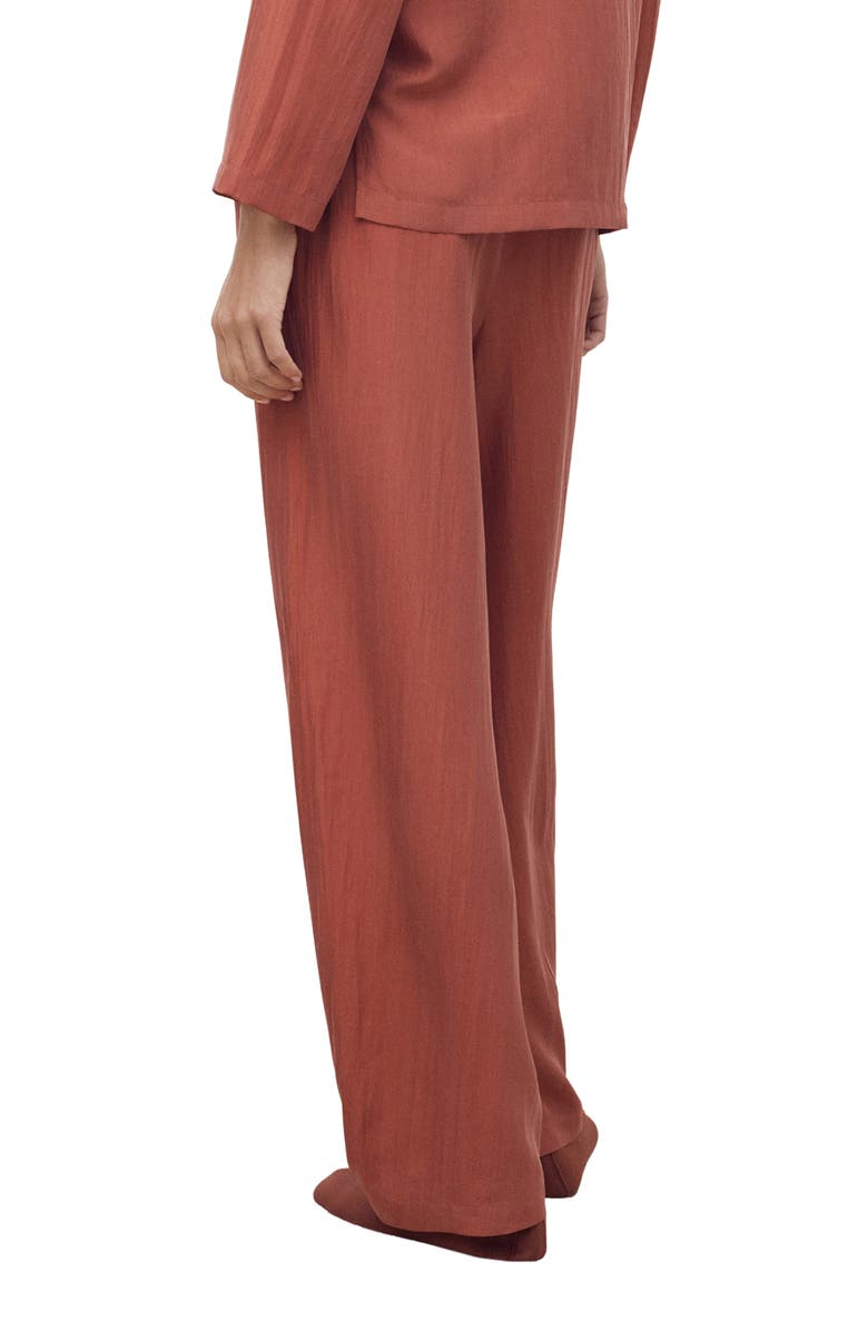 MANGO Habotai Silk Pajama Pants, Alternate, color, Burnt Orange
