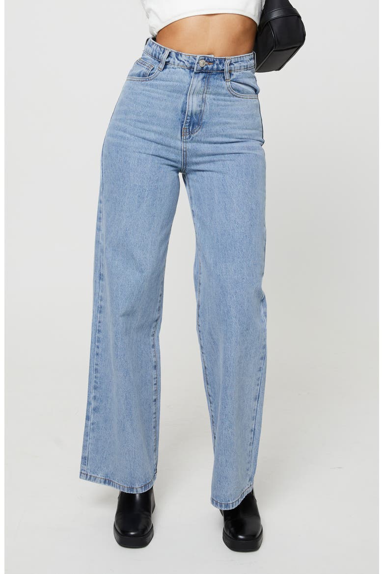 Nicolo High Waist Straight Leg Jeans, Main, color, BLUE