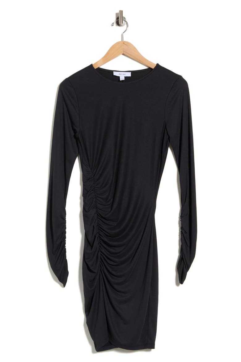 Allie Long Sleeve Ruched Jersey Dress, Alternate, color, CHARCOAL