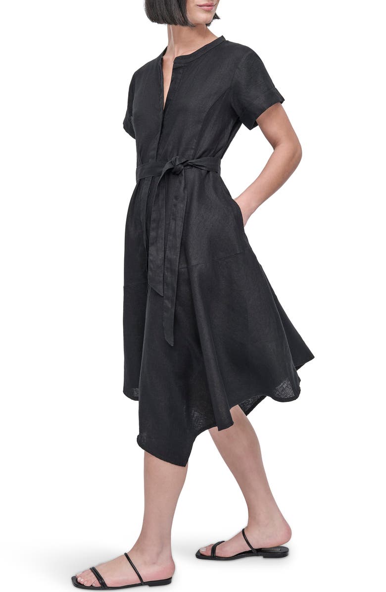 DKNY Asymmetric Linen Shirtdress, Alternate, color, 