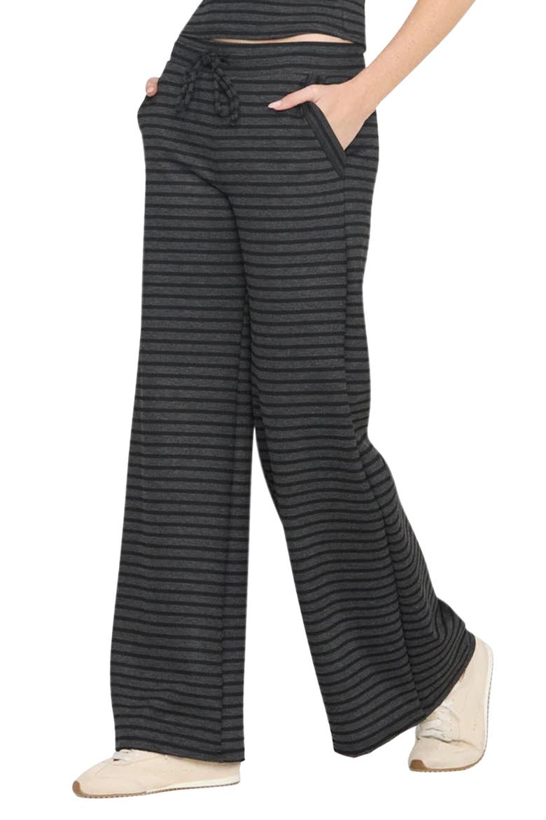 Thea Striped Wide Leg Pants, Alternate, color, CHARCOAL BLACK