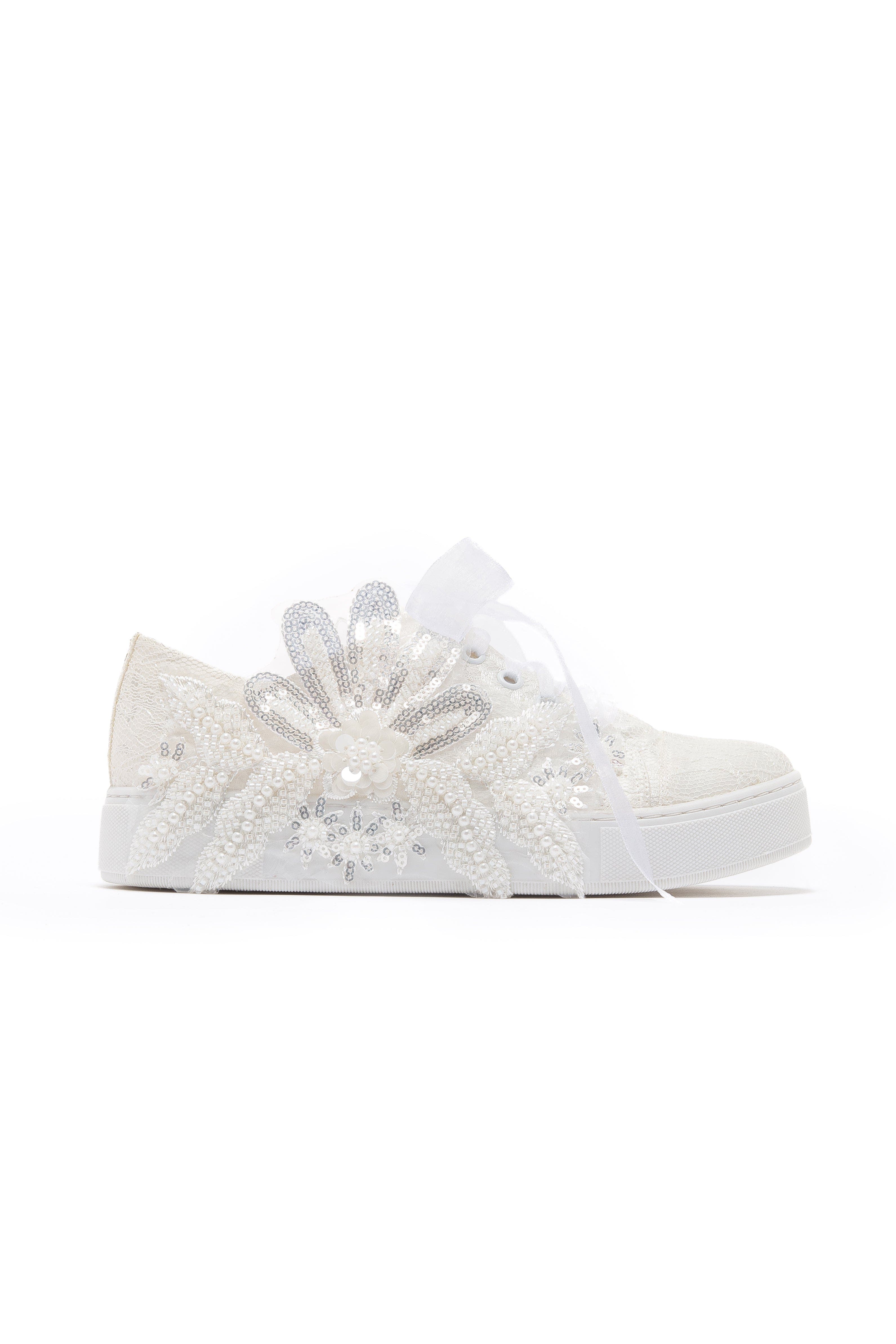 Lora Bridal Lace Sneaker, Alternate, color, Ivory