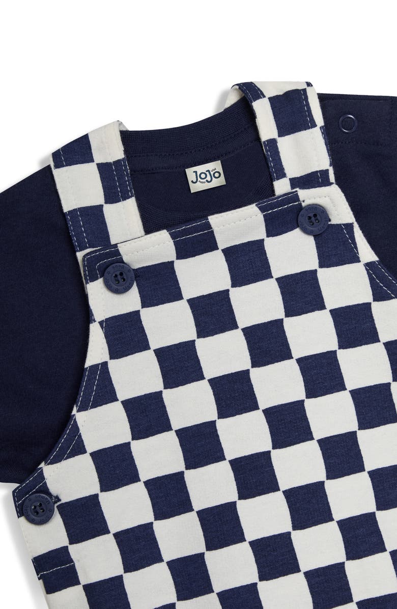 JOJO MAMAN BEBE Checkerboard Cotton Shirt & Overalls Set, Alternate, color, Navy
