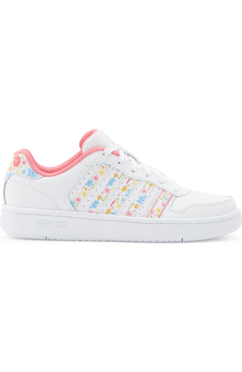 K-Swiss Court Palisades Sneaker, Alternate, color, White/ Flower/ Pink Lemonade-M