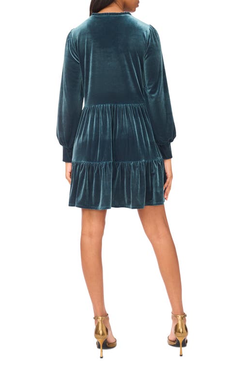 Halogen ® Velvet Long Sleeve Tiered Minidress In Green