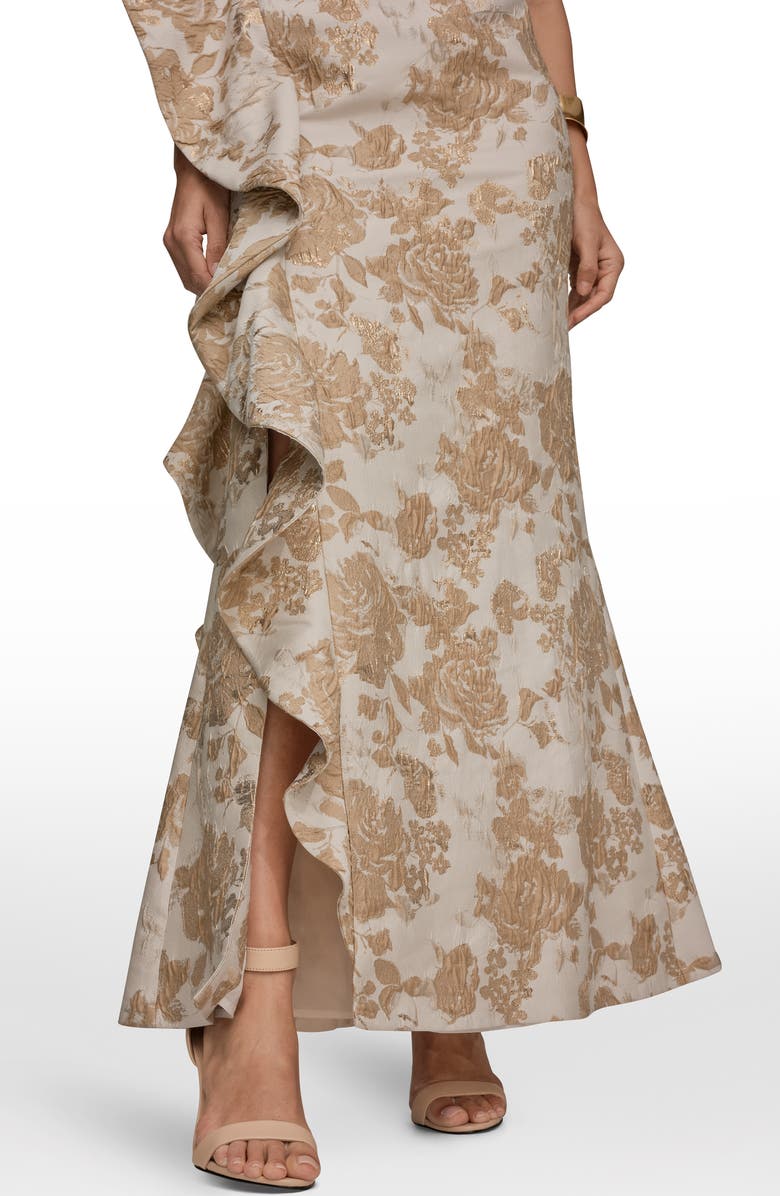 Donna Karan New York One-Shoulder Cascading Ruffle Gown, Alternate, color, Gold Multi