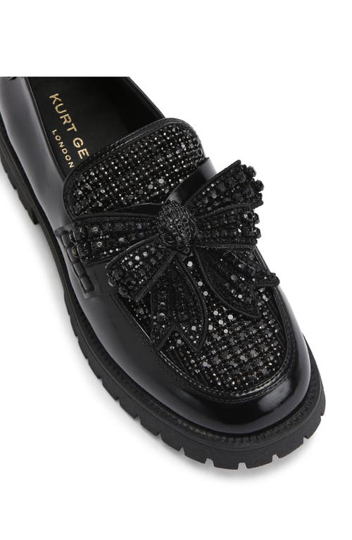 Kurt Geiger London Crystal Bow Platform Loafer In Black
