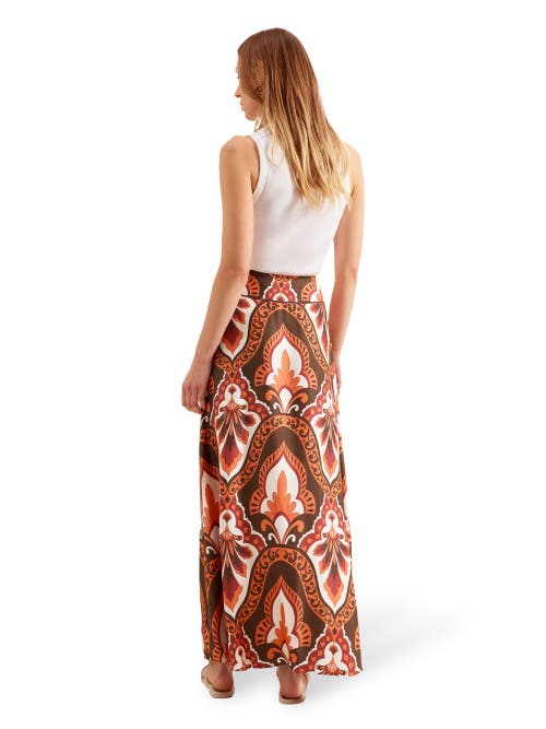 Ro&zo Womens Round-neck Tile-print Woven Maxi Dress Brown In Brown