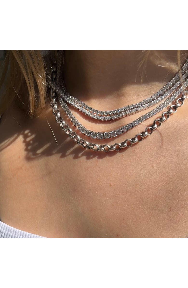 Leni James The Kate 3mm Tennis Necklace, Alternate, color, Silver