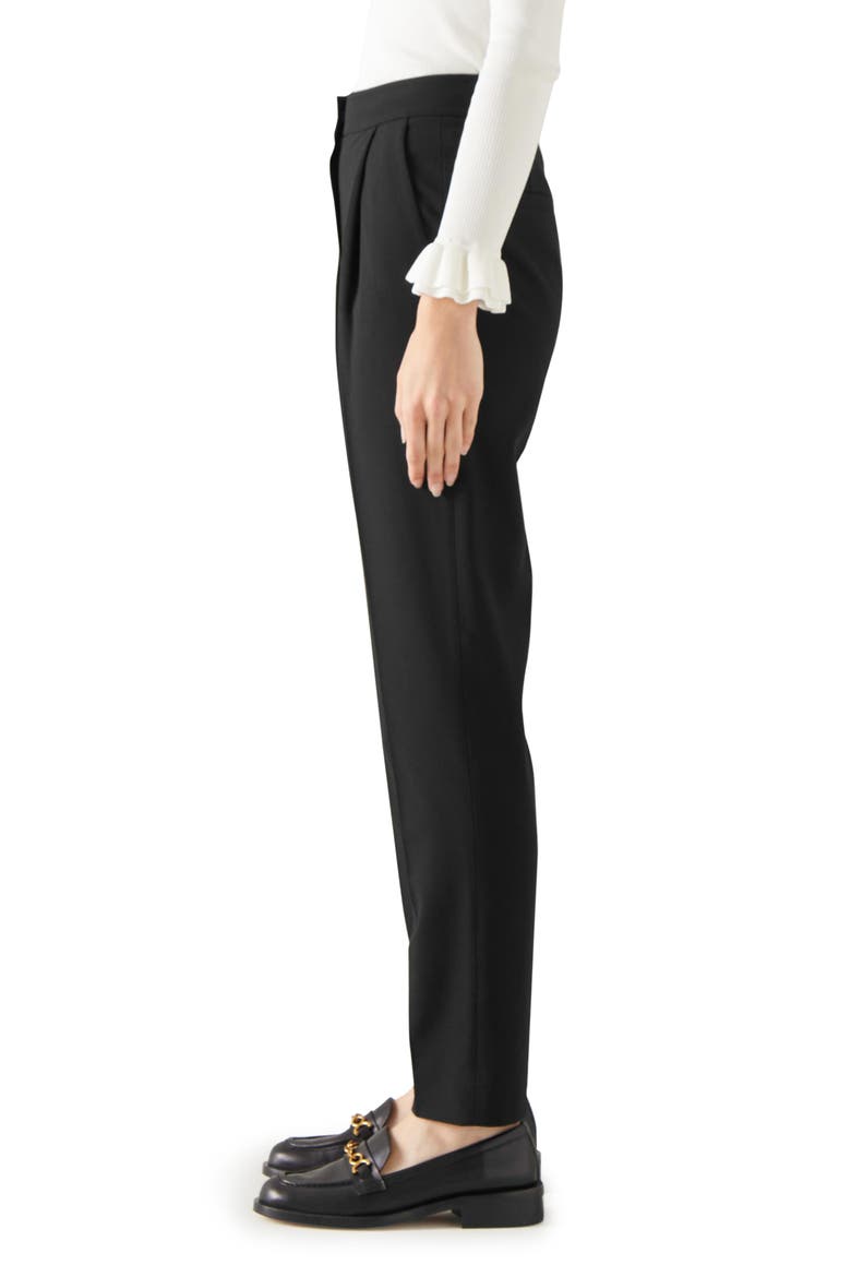 Lilly Pleated Tapered Crepe Pants, Alternate, color, BLACK