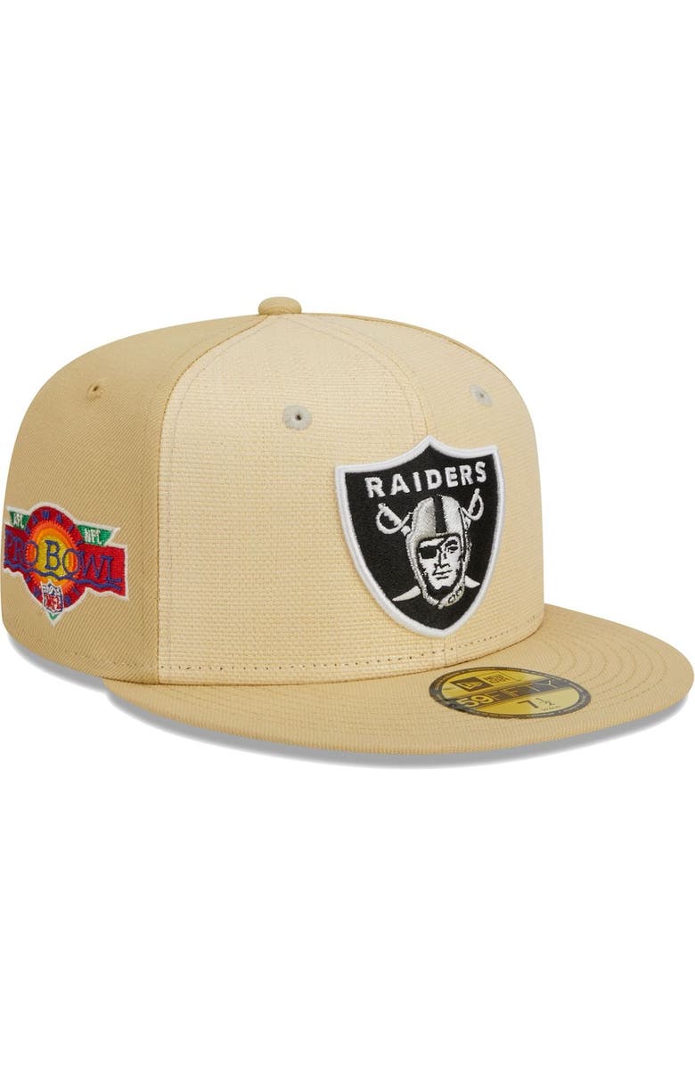 New Era Men's New Era Khaki Las Vegas Raiders Raffia Front 59FIFTY Fitted Hat, Main, color,
